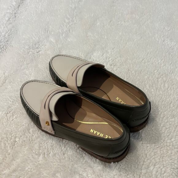 Cole Han Women’s 7 B Stassi Leather‎ Loafers Green/White Colorblock - Picture 2 of 9